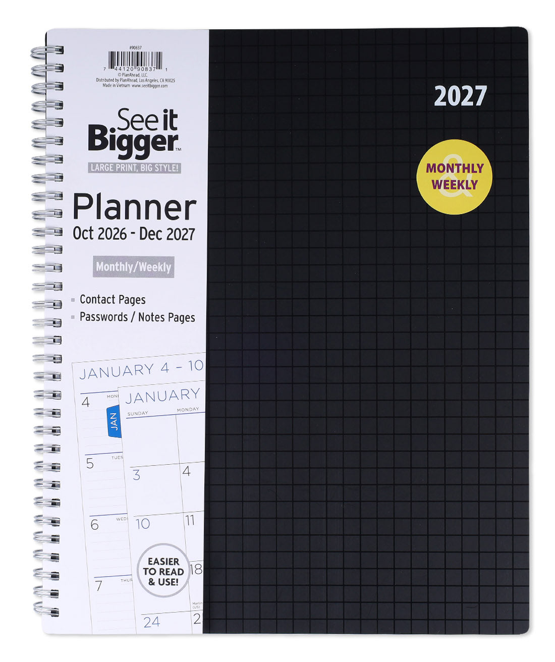 Large Monthly/Weekly Floral Planner (Oct26-Dec27)