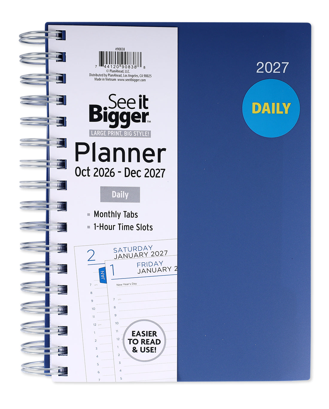 Medium Navy Daily Planner (Oct26-Dec27)