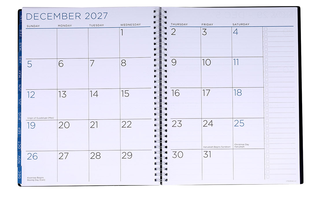 Large Monthly/Weekly Floral Planner (Oct26-Dec27)