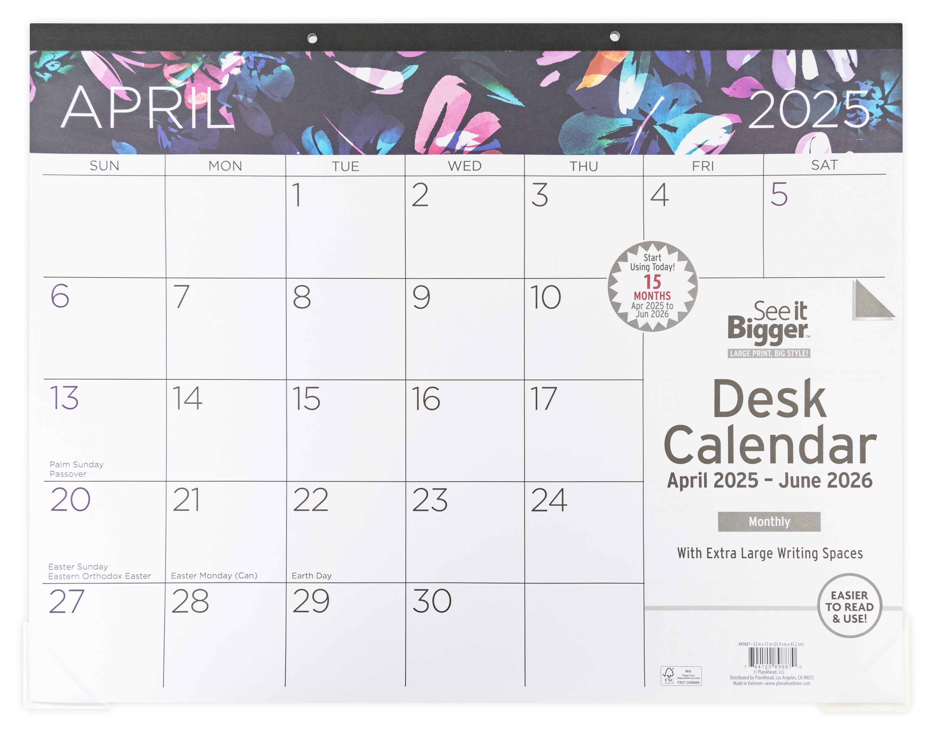 Large Monthly Desk Pad Calendar 2025-2026