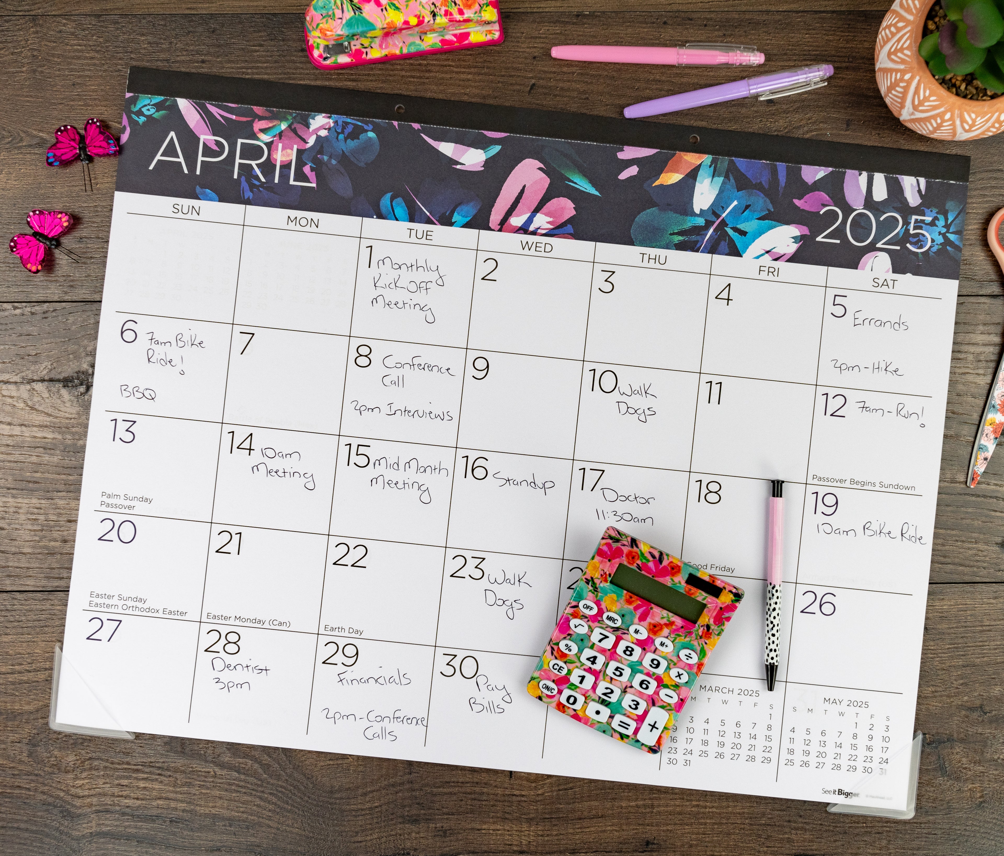Large Monthly Desk Pad Calendar 2025-2026