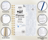 See It Bigger planner with features highlighted on a beige background