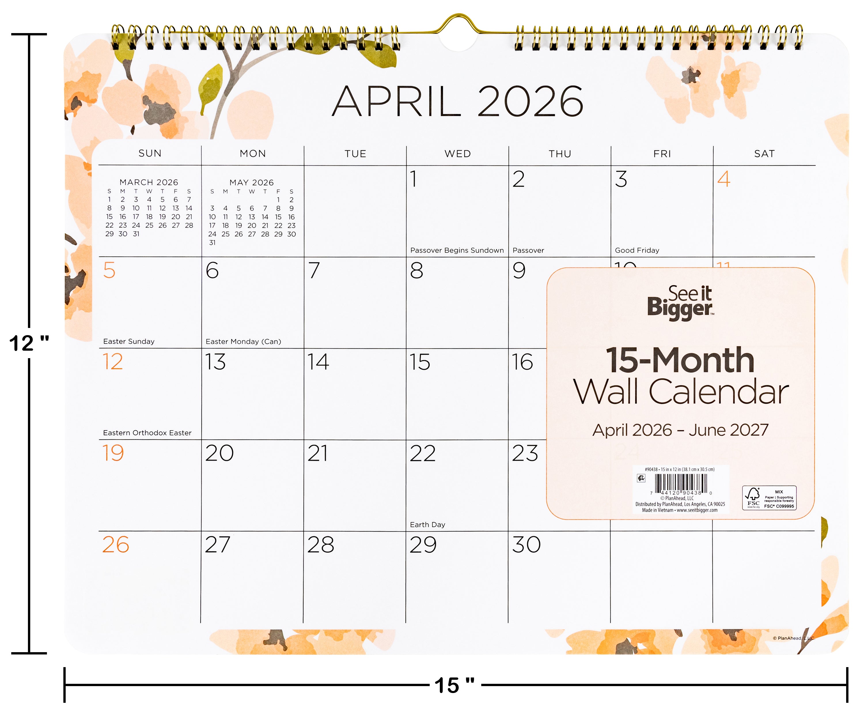 12" x 15" Wall Calendar