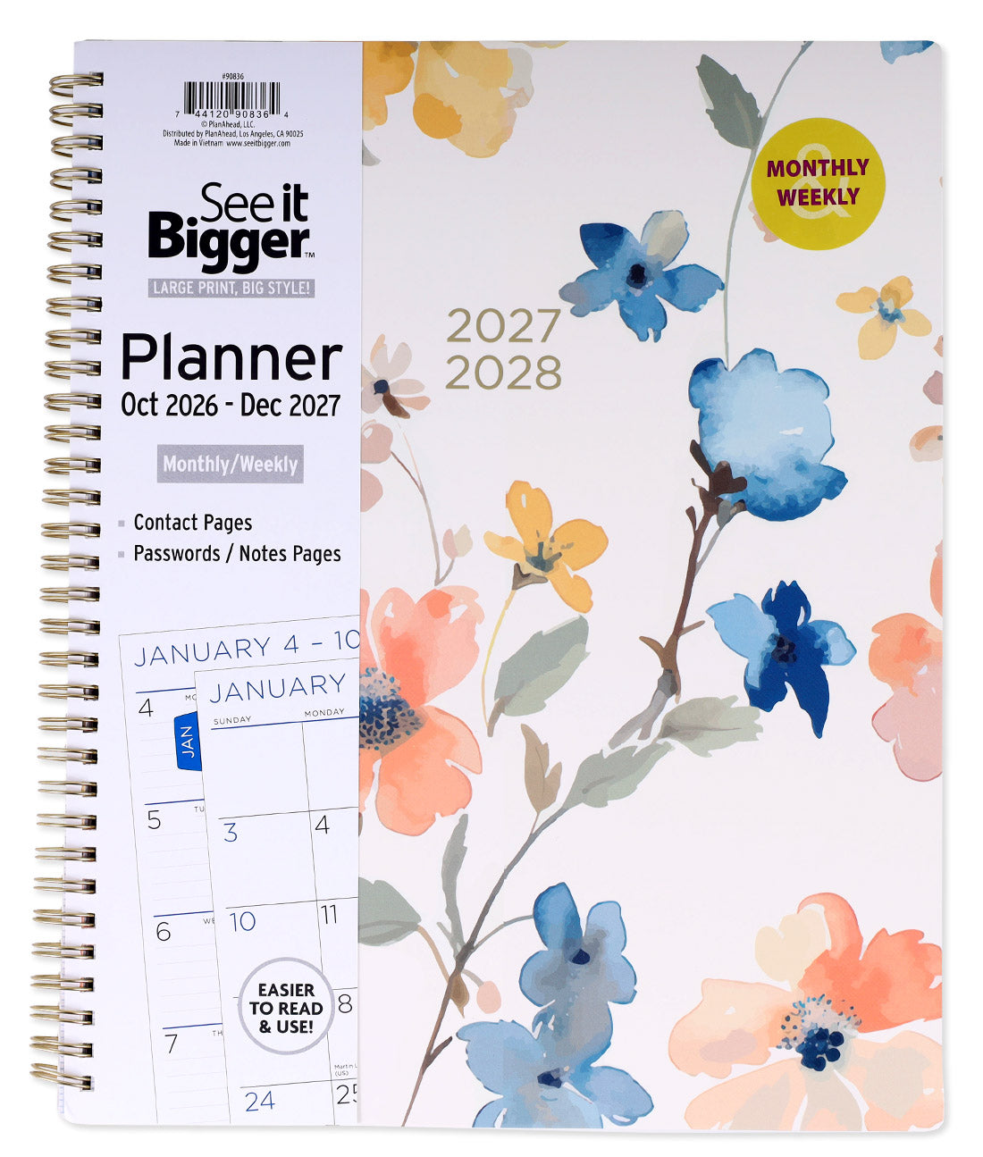 Large Monthly/Weekly Fashion Planner (Oct26-Dec27)