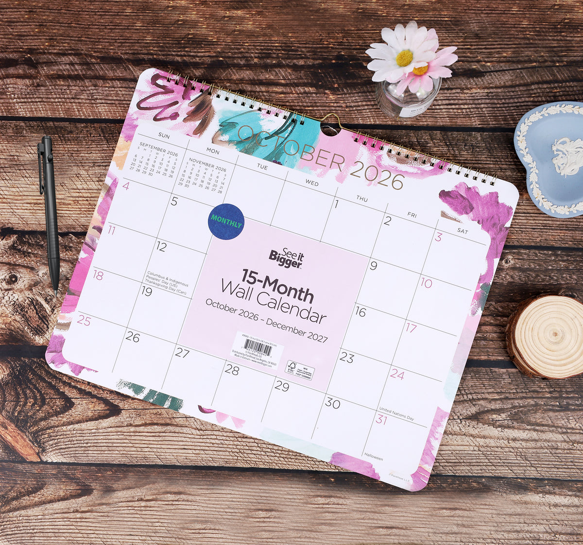 12" x 15" Wall Calendar (Oct26-Dec27)