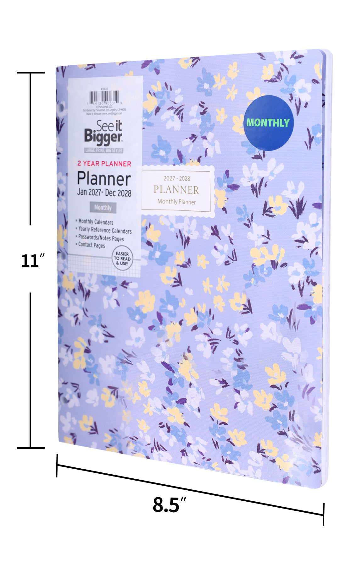 2Yr Large Monthly Floral Planner (Jan27-Dec28)
