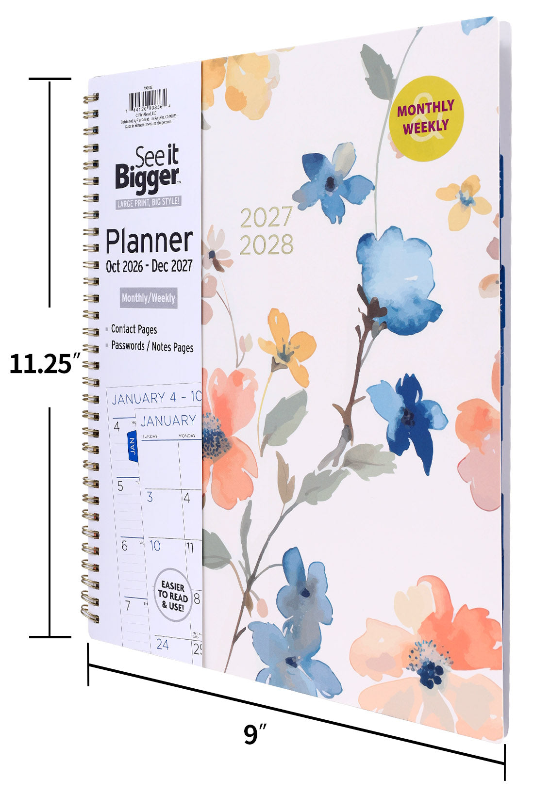 Large Monthly/Weekly Fashion Planner (Oct26-Dec27)