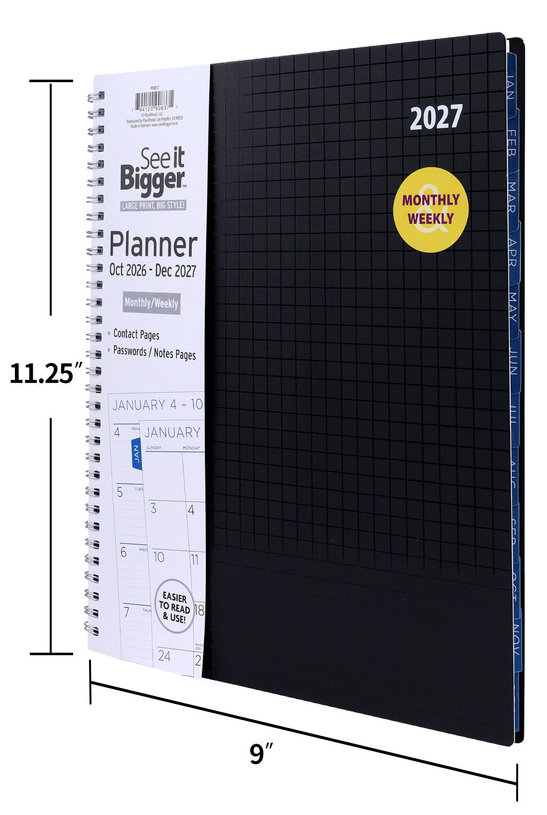 Large Monthly/Weekly Floral Planner (Oct26-Dec27)