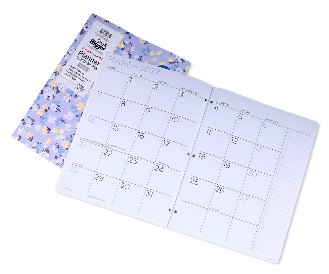 2Yr Large Monthly Floral Planner (Jan27-Dec28)