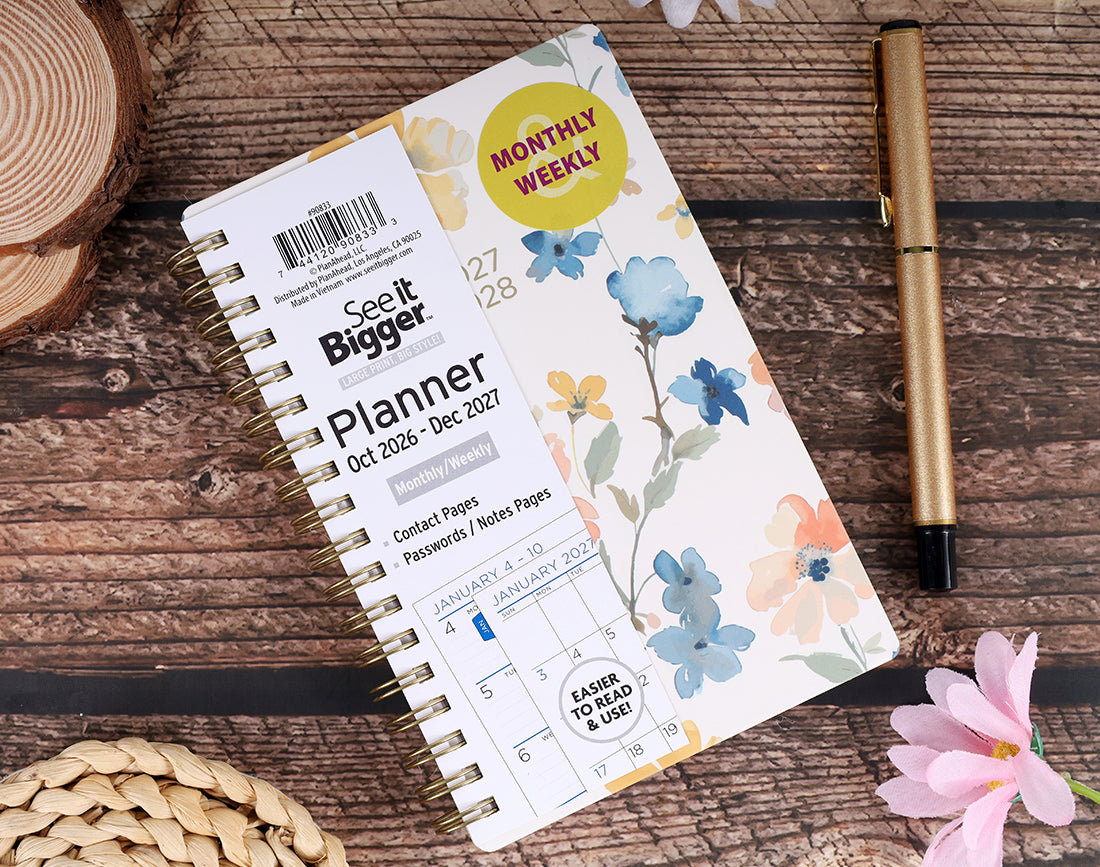 Small Monthly/Weekly Floral Planner (Oct26-Dec27)