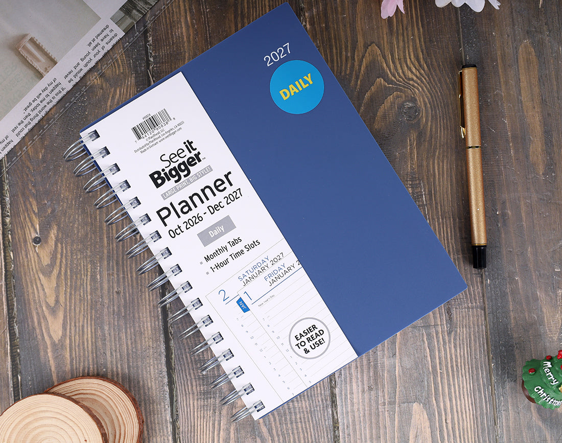 Medium Navy Daily Planner (Oct26-Dec27)