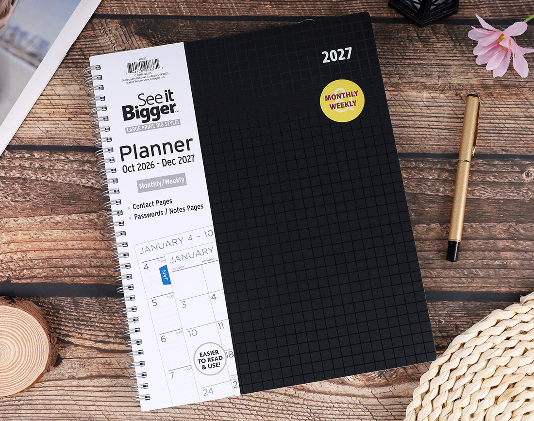 Large Monthly/Weekly Floral Planner (Oct26-Dec27)