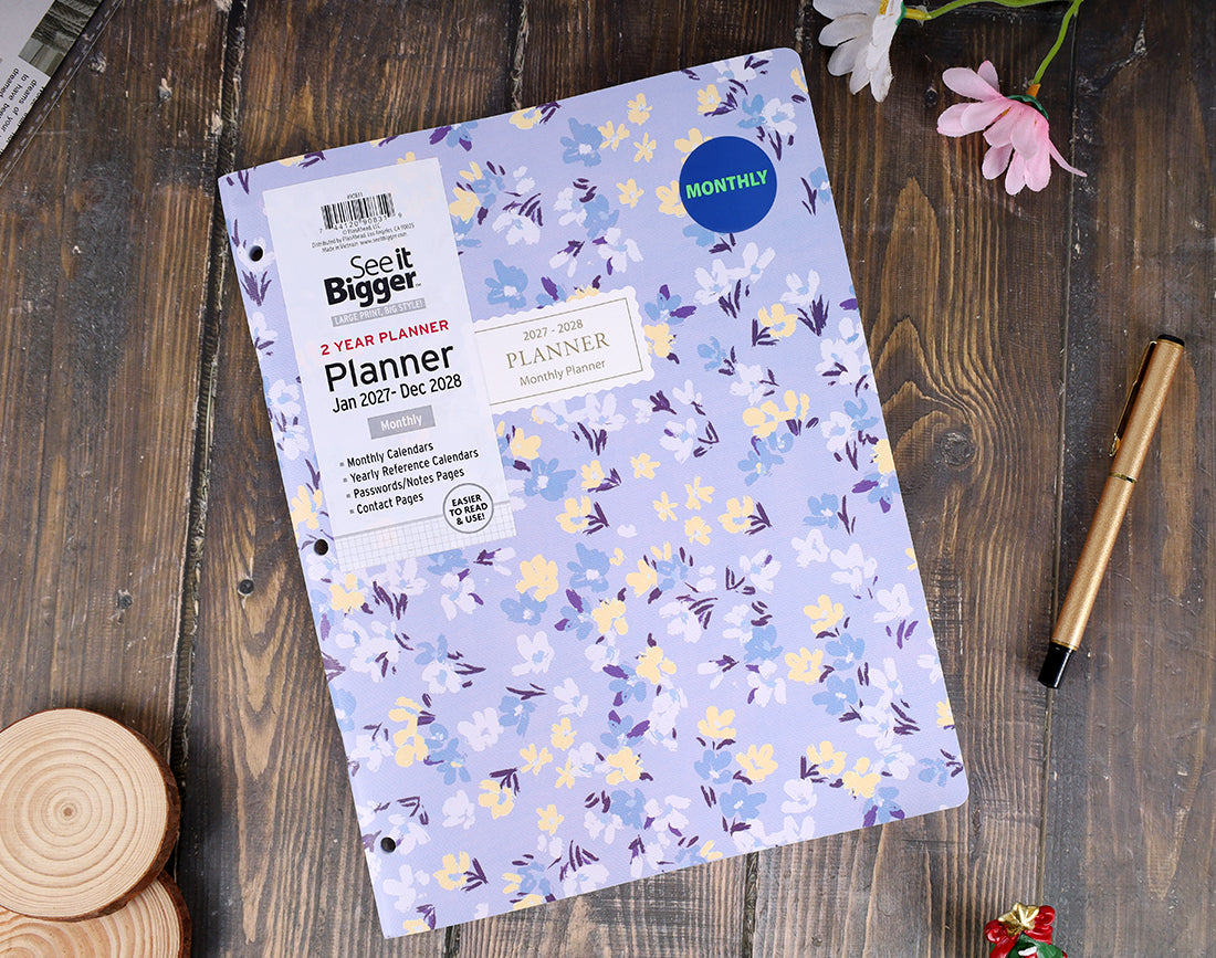 2Yr Large Monthly Floral Planner (Jan27-Dec28)