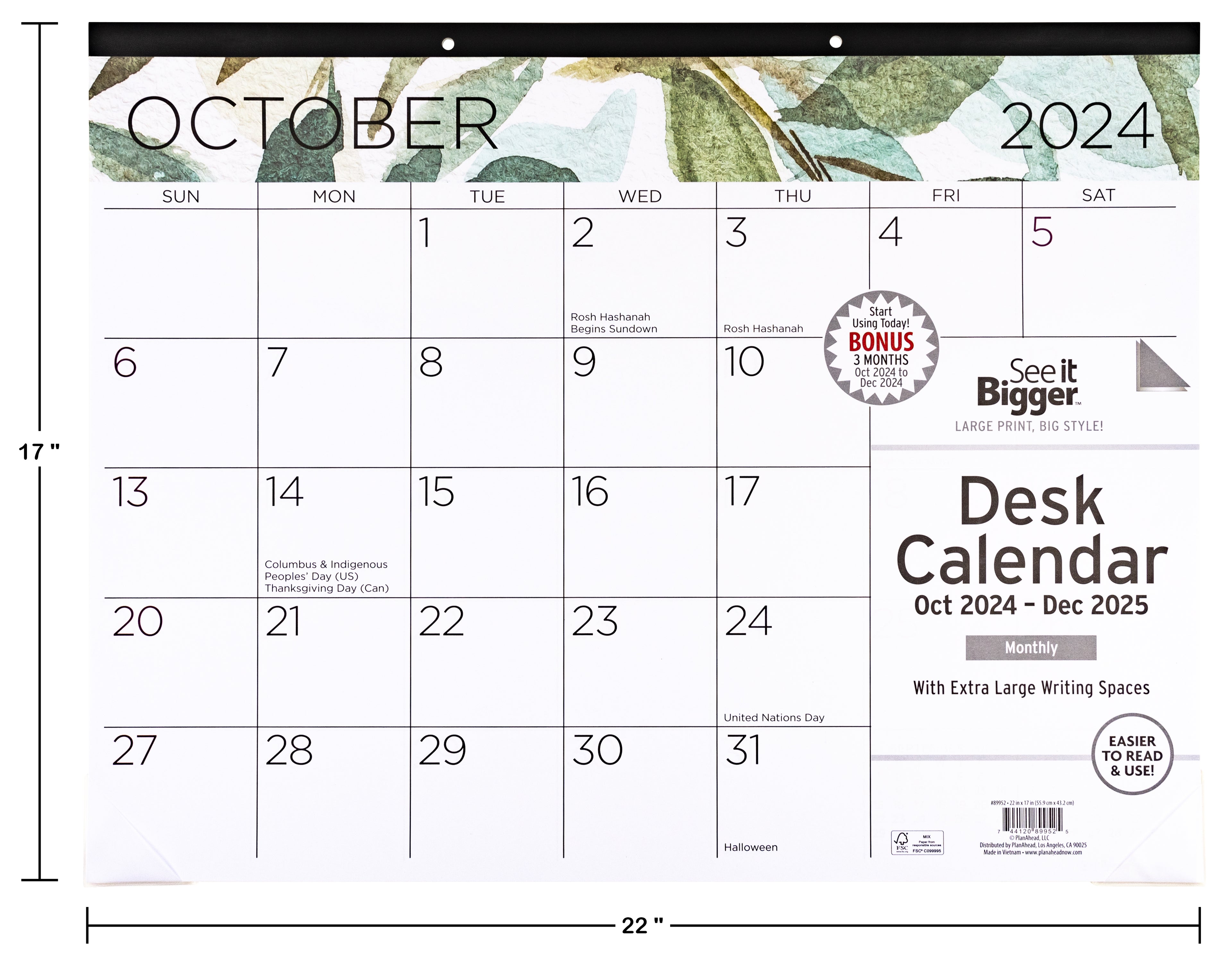 Large Monthly Desk Pad Calendar