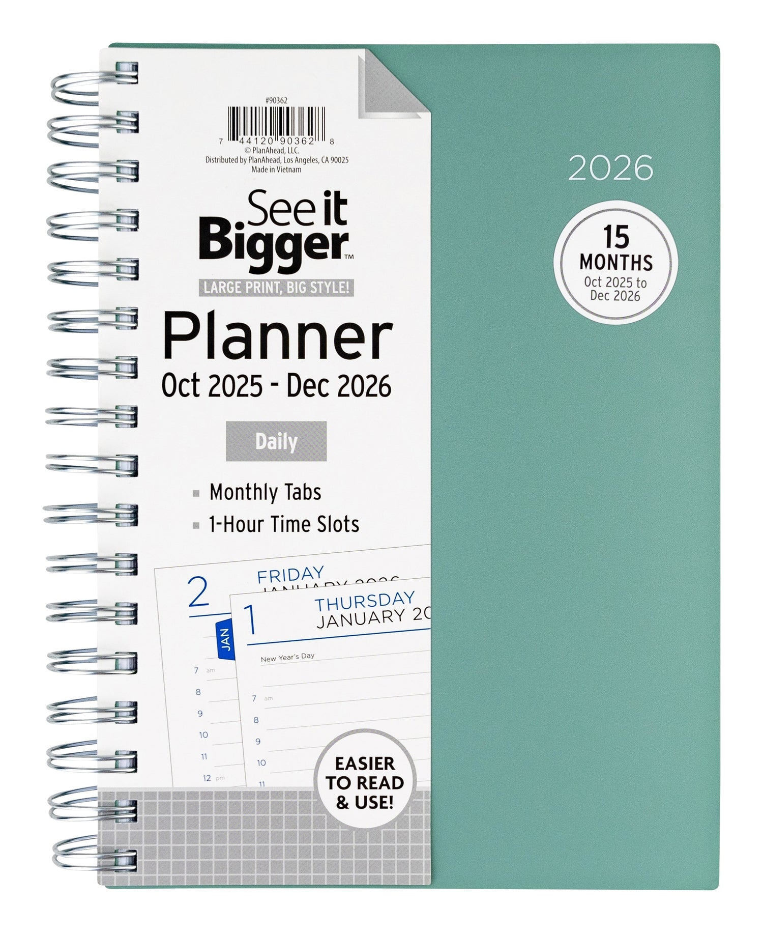 See It Bigger green daily planner 2026