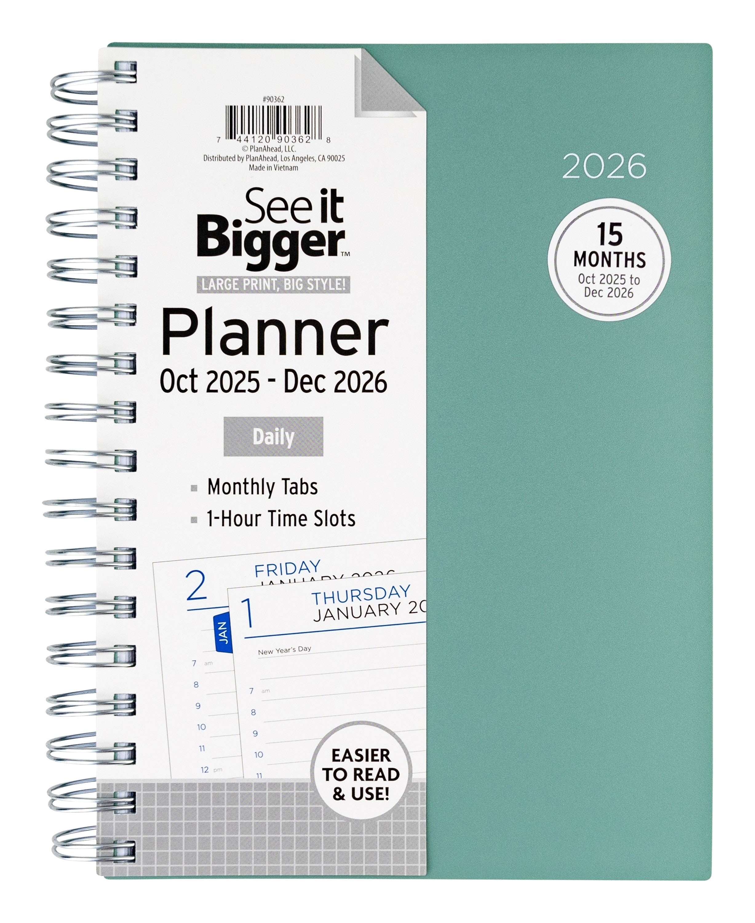 See It Bigger green daily planner 2026