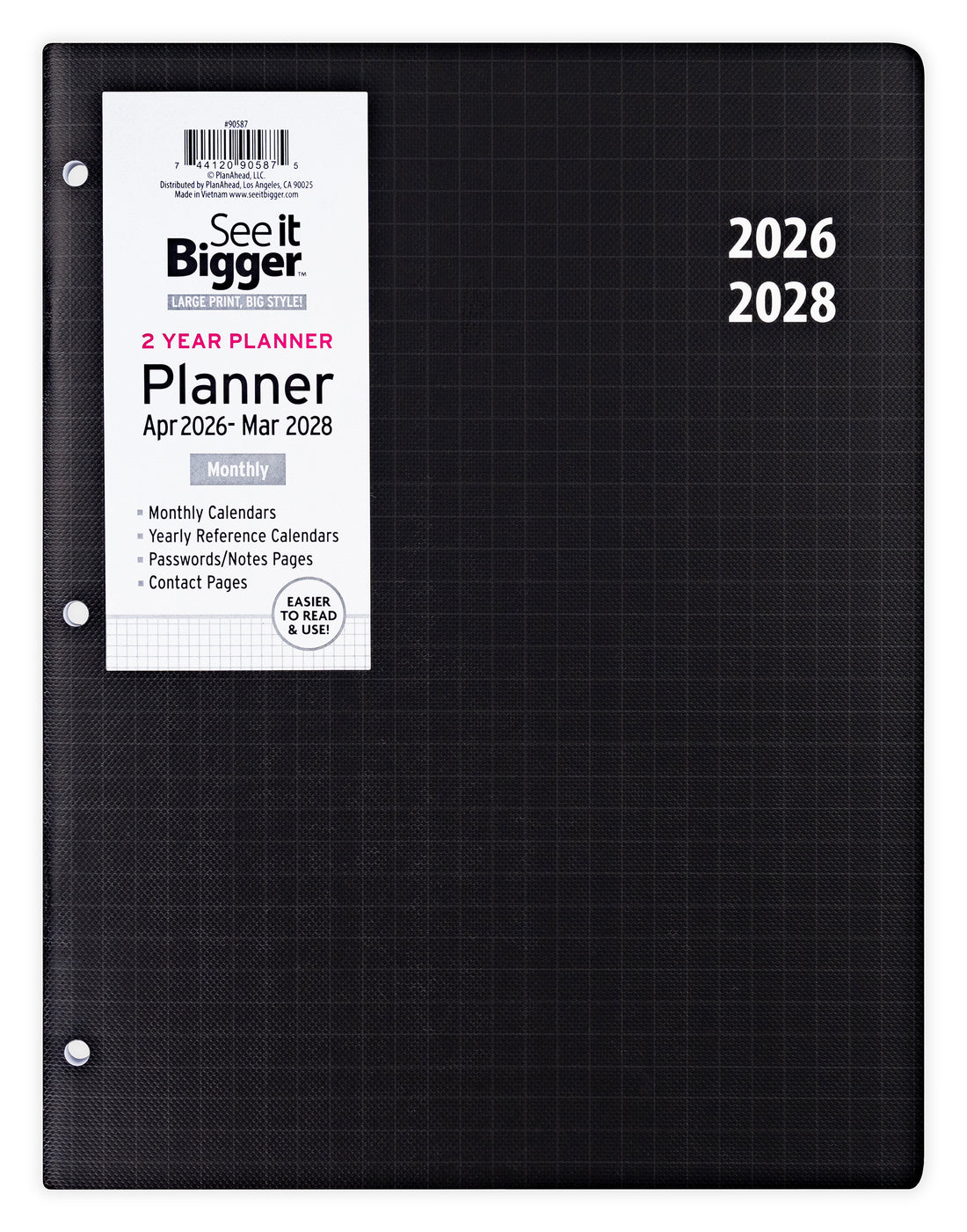2 Yr Large Monthly Black Planner