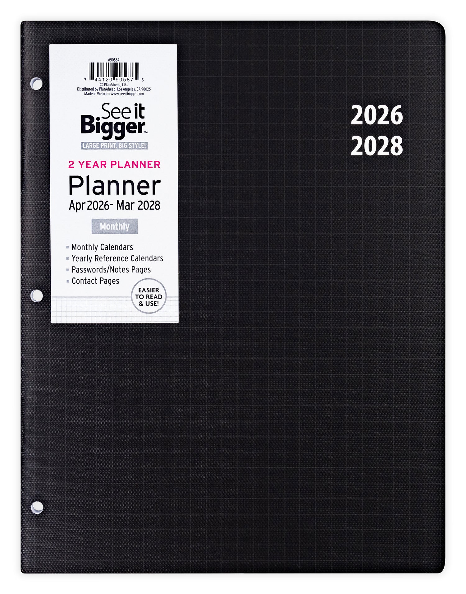 2 Yr Large Monthly Black Planner