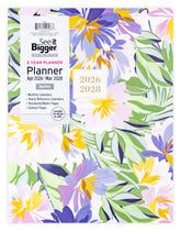 Floral 2 year monthly planner with 2026-2028 dates on a white background. Large 2 year monthly planner showing cover.