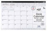 Medium desk calendar for April 2026 with large print and extra writing spaces, featuring the brand &