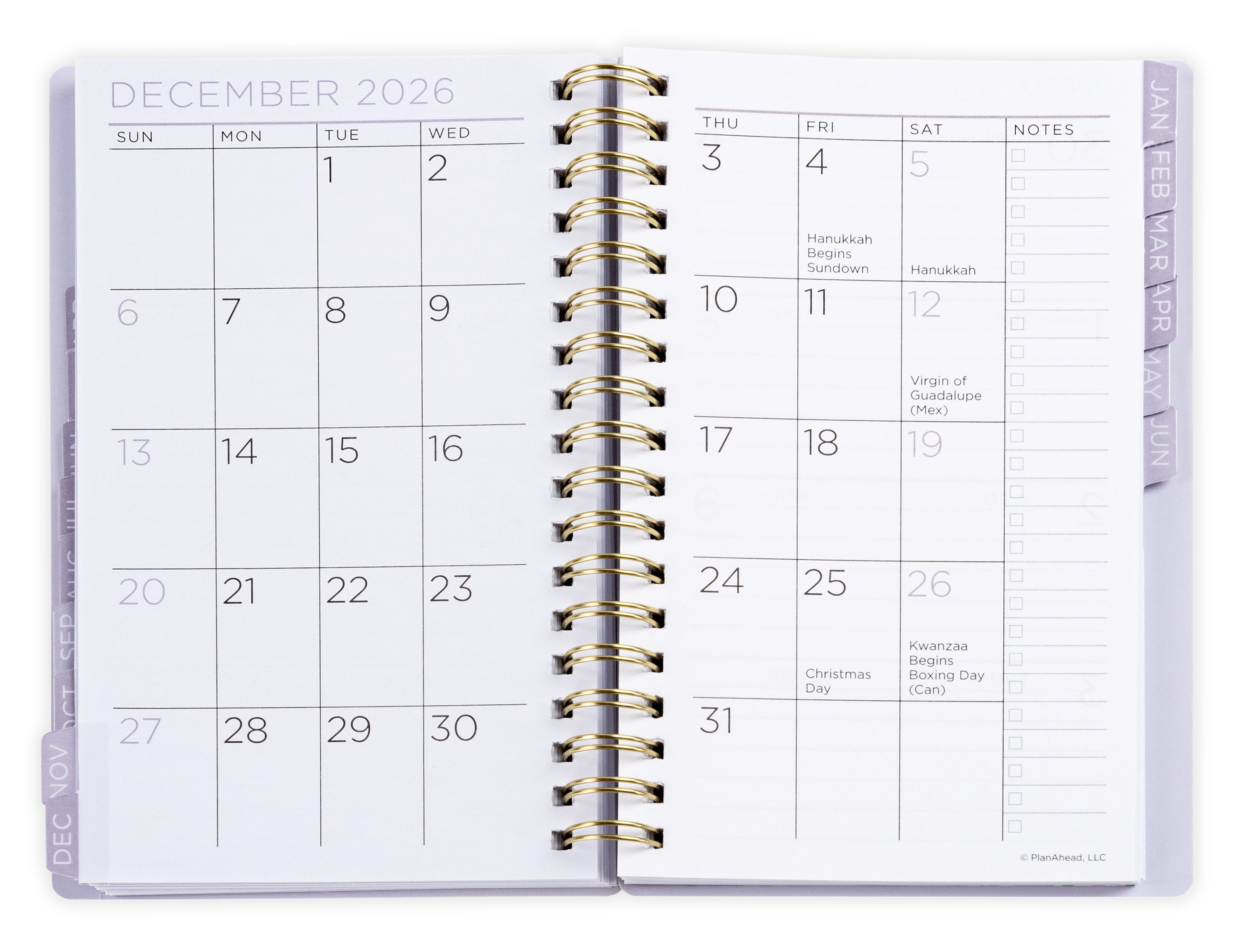 Opened 2026-2027 small planner with floral cover displaying monthly/weekly layout. Small 2026 planner.