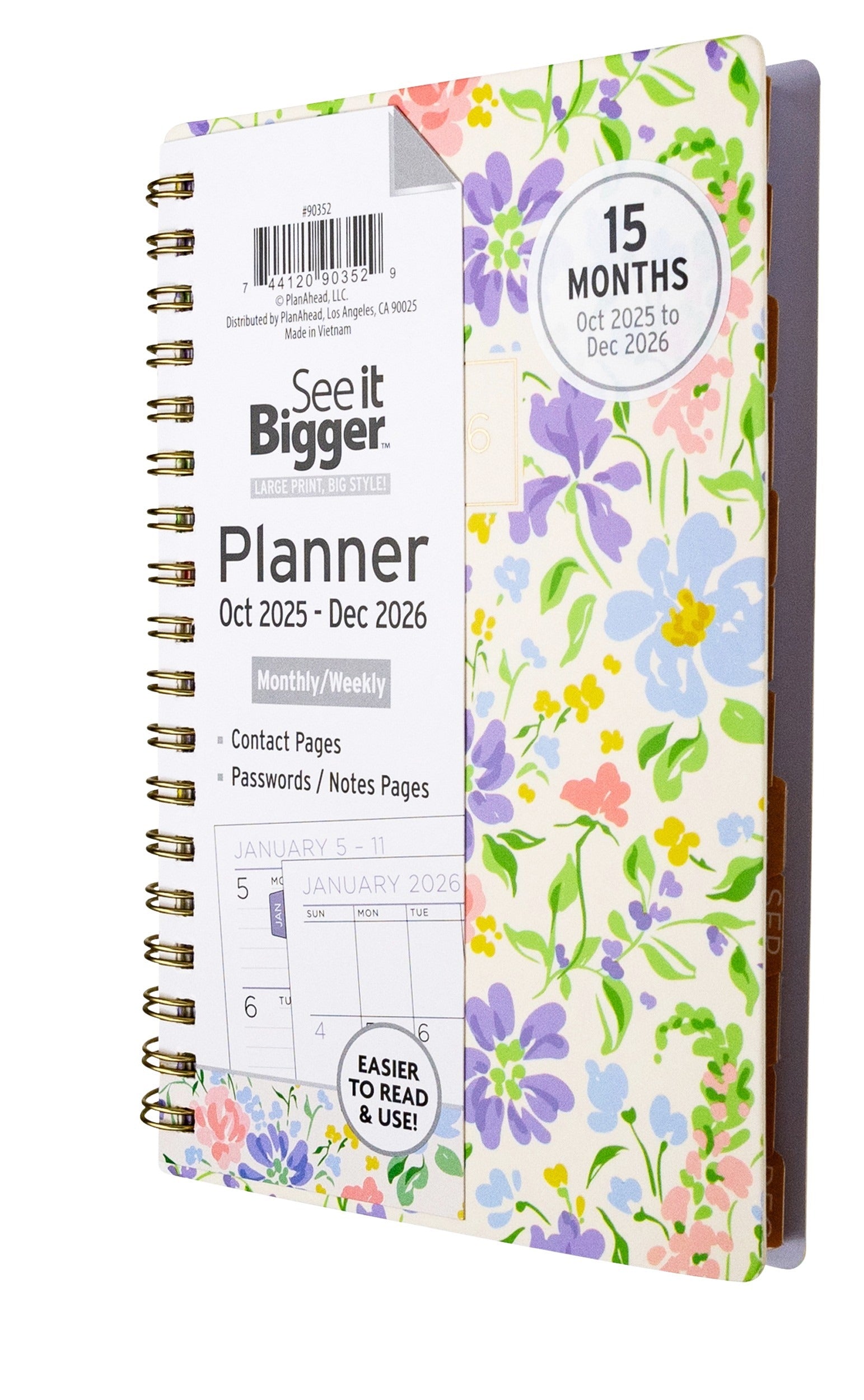 Planner with floral design and &