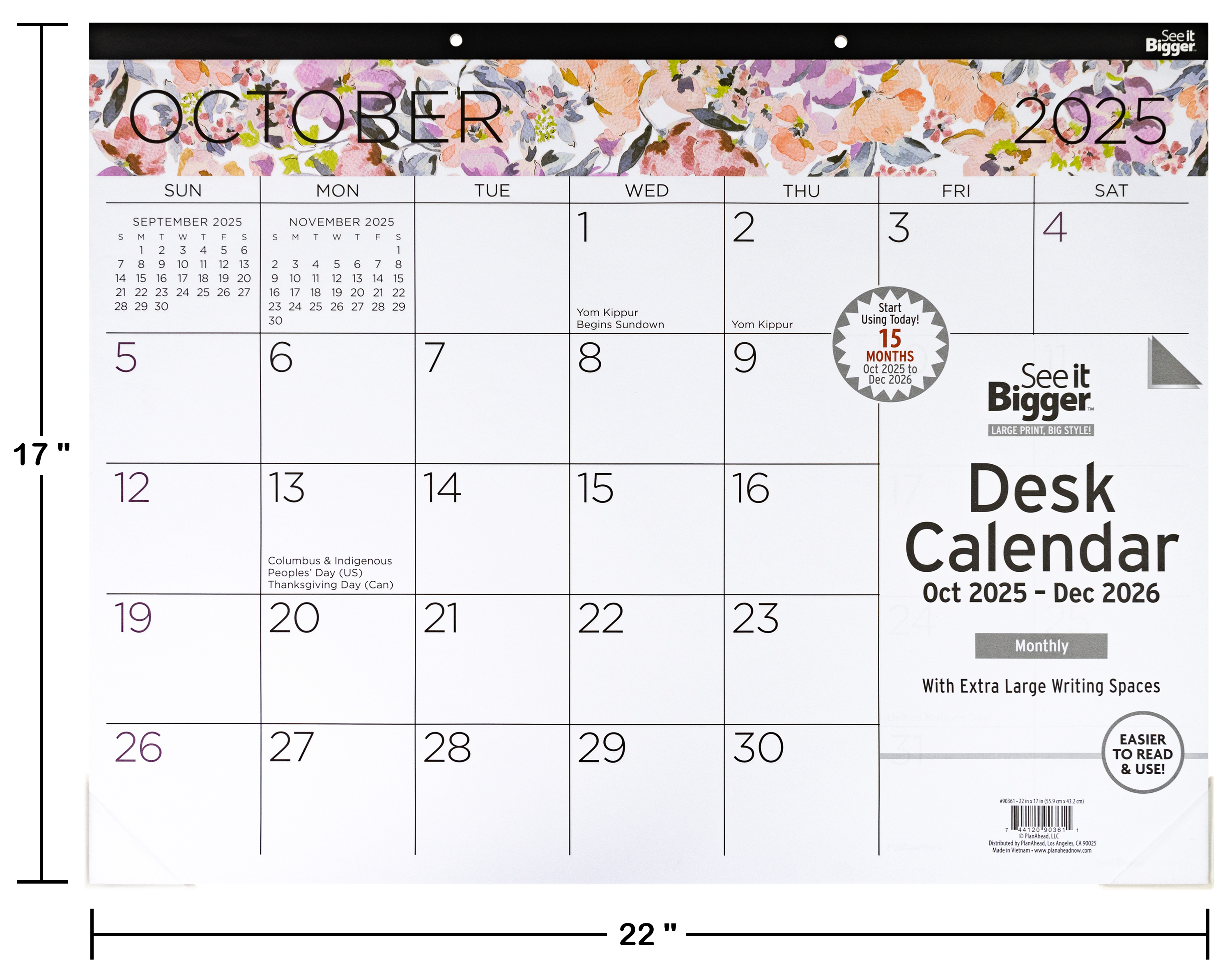 Large Monthly Desk Pad Calendar