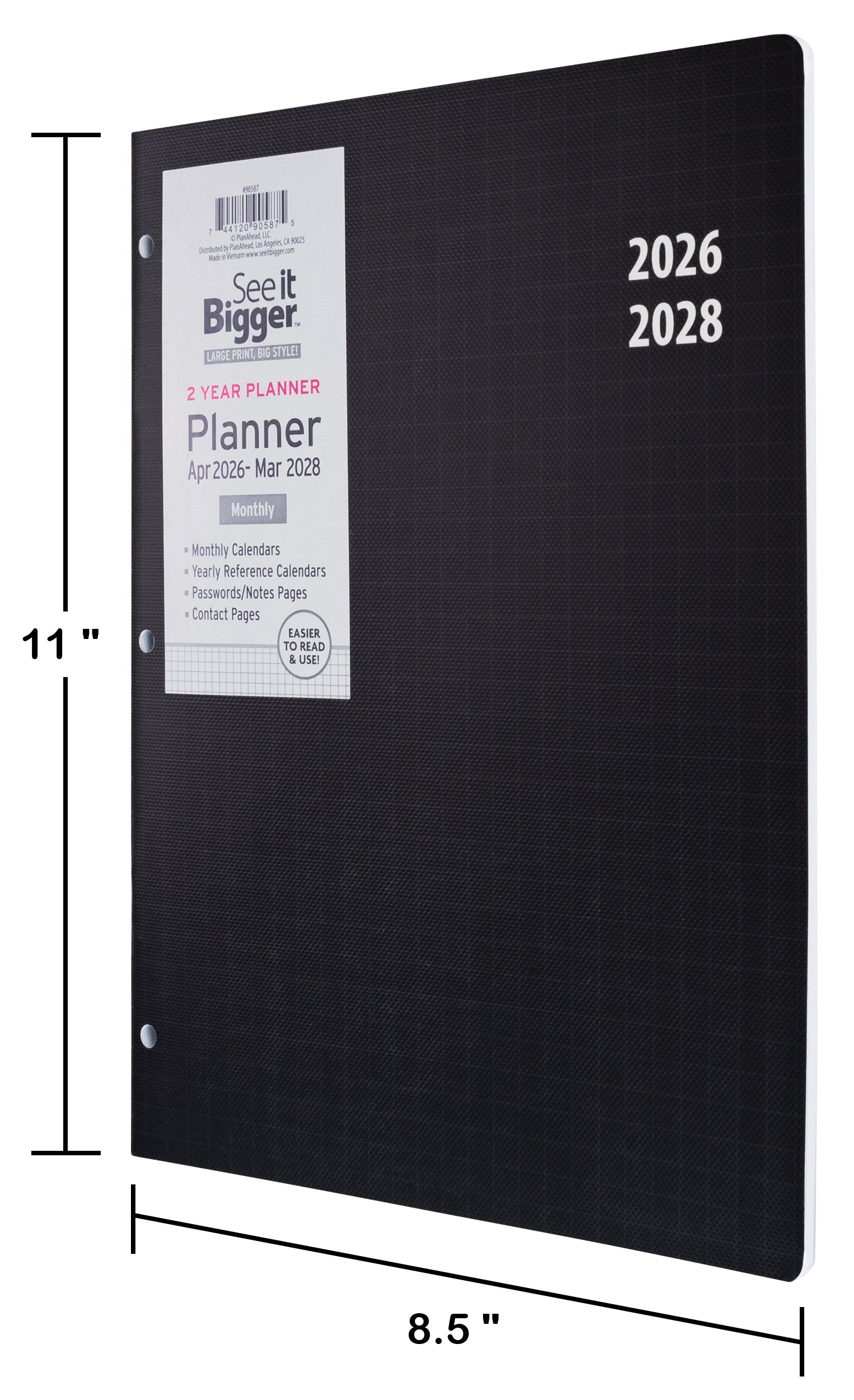 2 Yr Large Monthly Black Planner