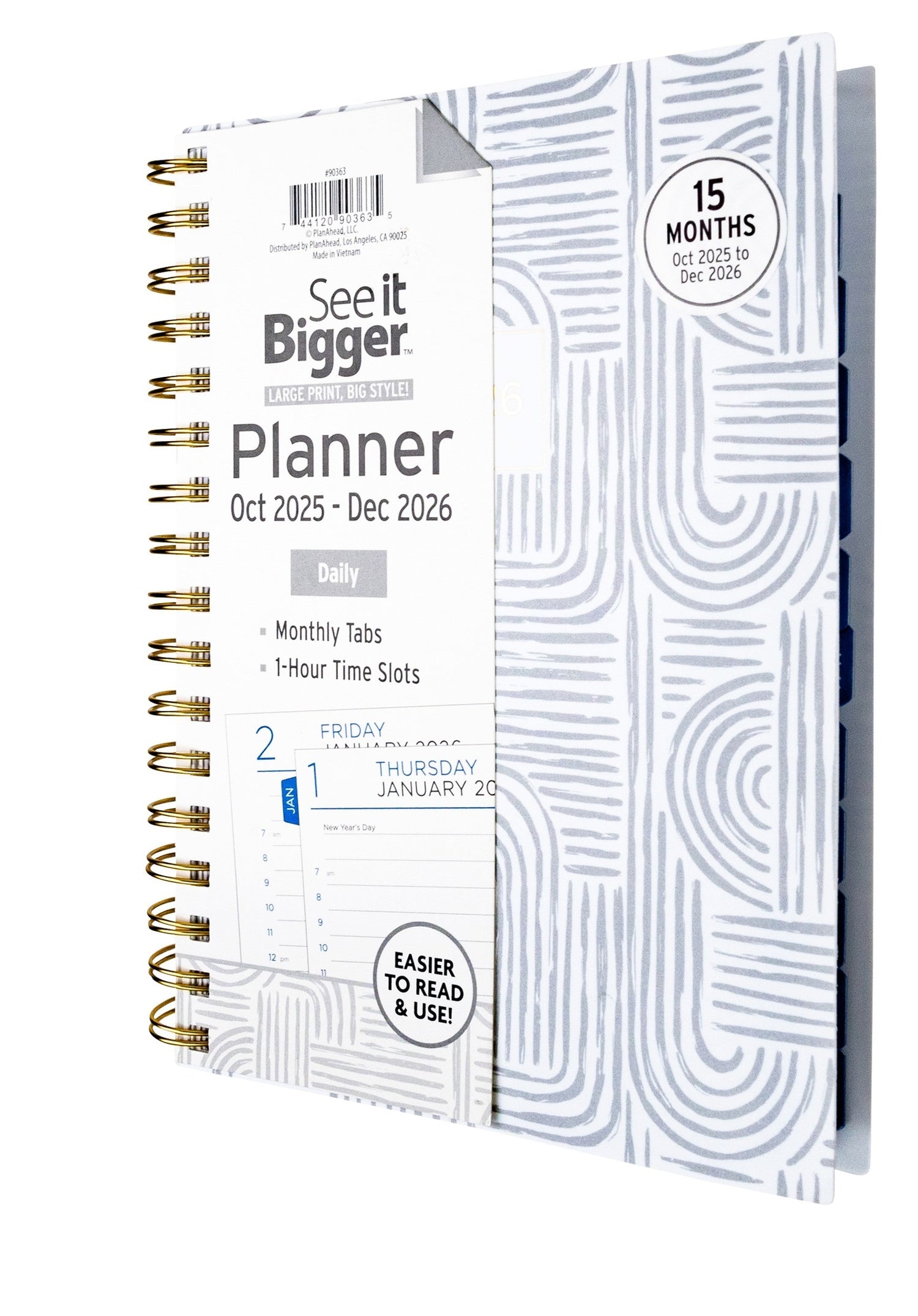 white daily planner with white cover displaying &