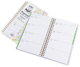2026-2027 planner with floral cover displaying monthly/weekly layout. Medium 2026 planner. Opened planner also showing cover.