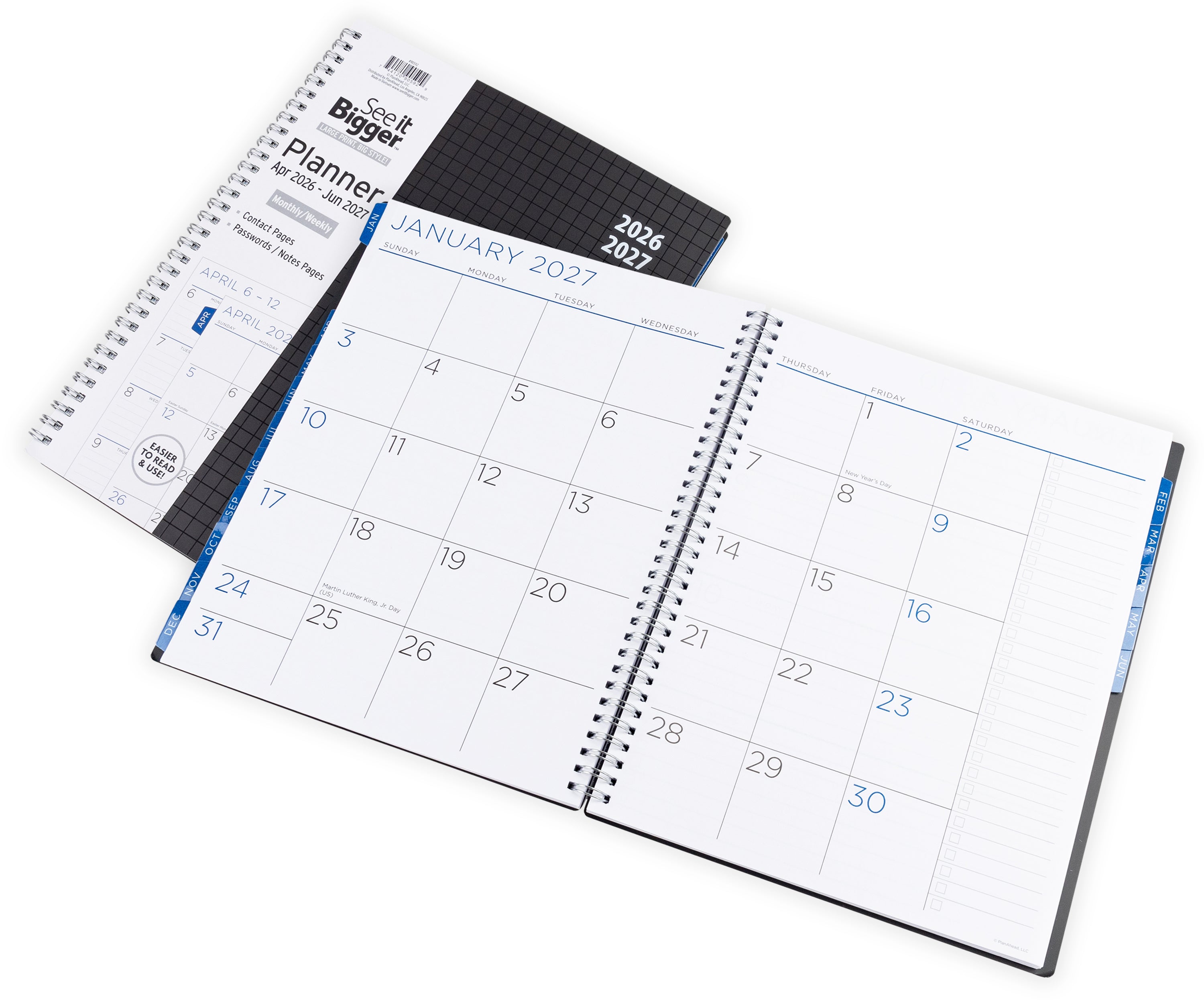 Large Monthly/Weekly Black Planner