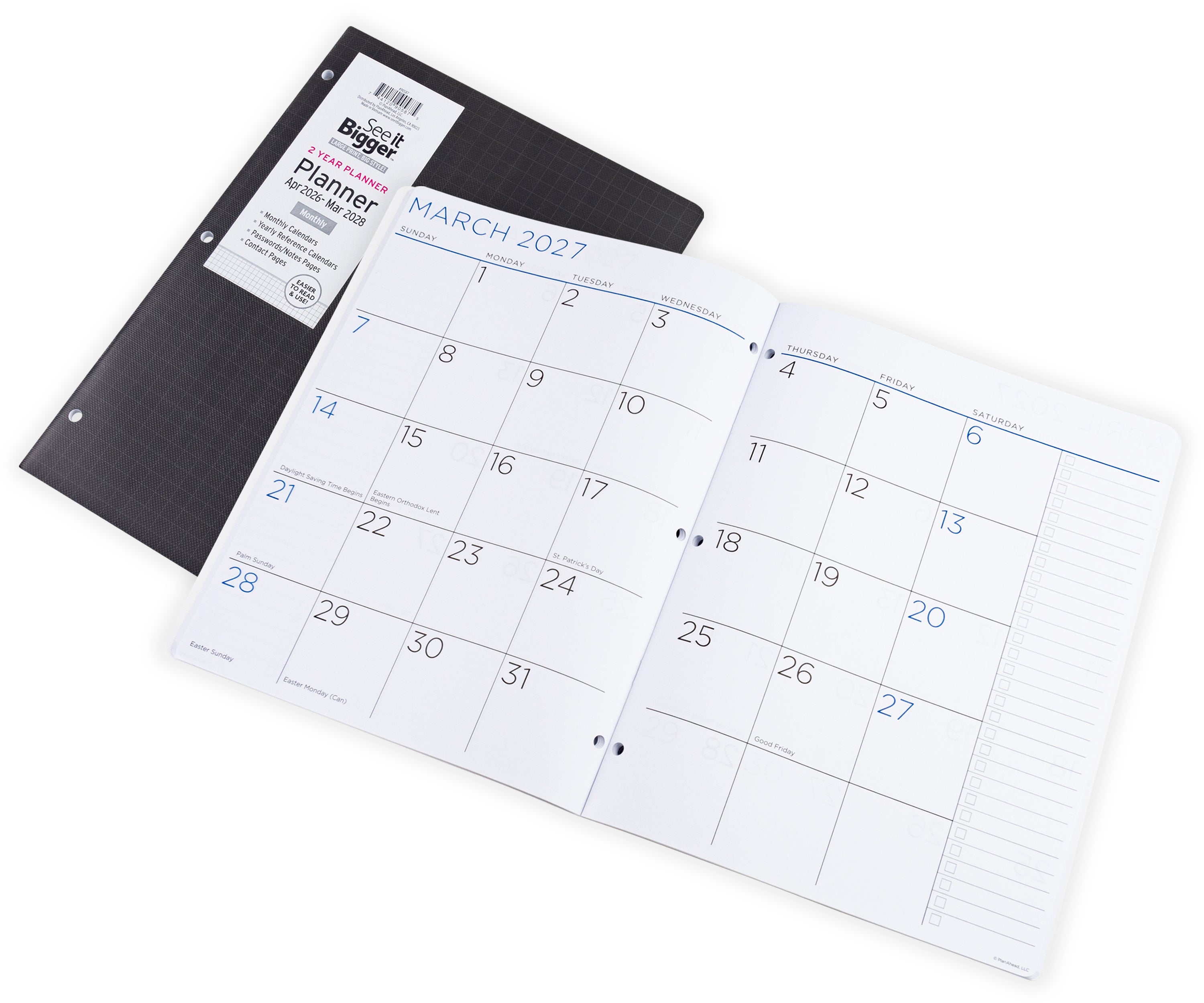 2 Yr Large Monthly Black Planner